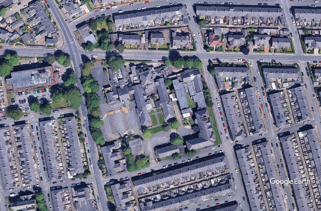 Accrington Victoria Hospital, ELH NHS, c Google Earth