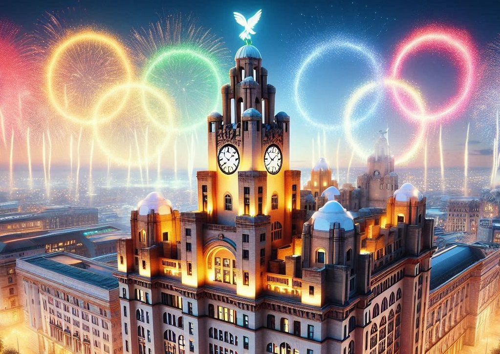 Ai generated image of Liverpool hosting the Olympics, c Generated using Microsoft Designer