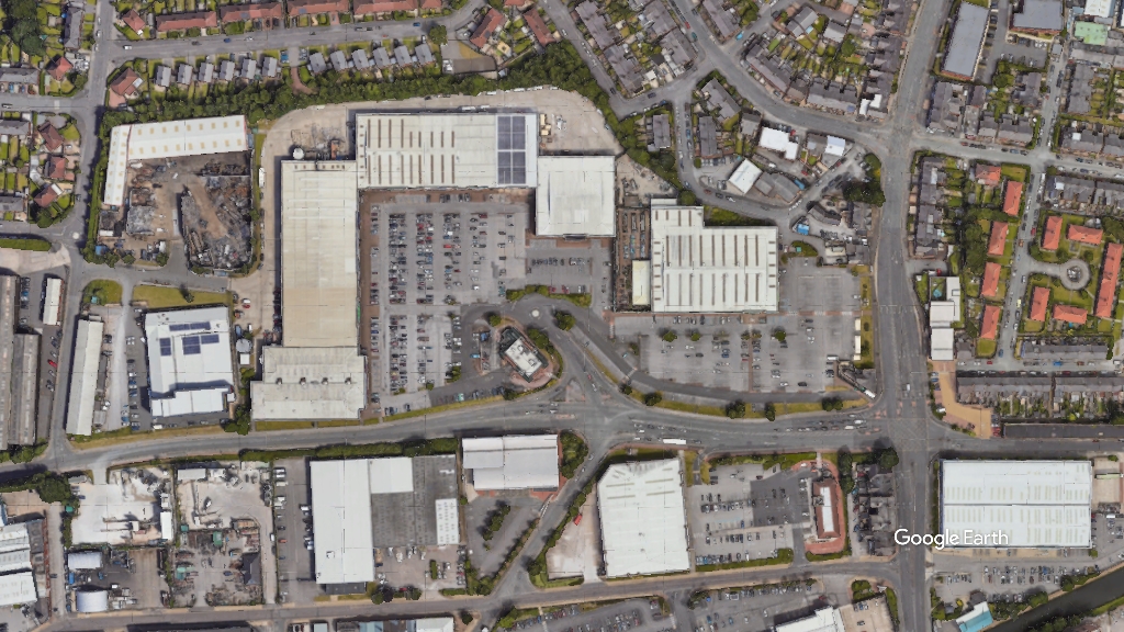 Altrincham Retail Park, Hines, c Google Earth snapshot