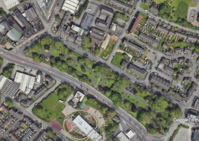 Ardwick Green, Manchester, c Google Earth snapshot