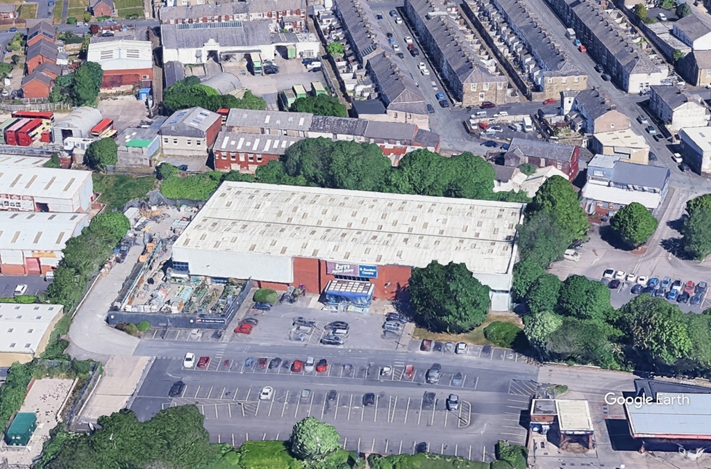 B&M Homestore Accrington c Google Earth