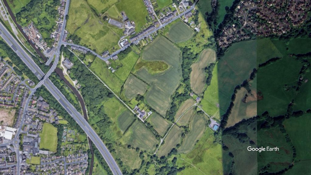 Bagganley Lane, Rowland Homes, c Google Earth snapshot