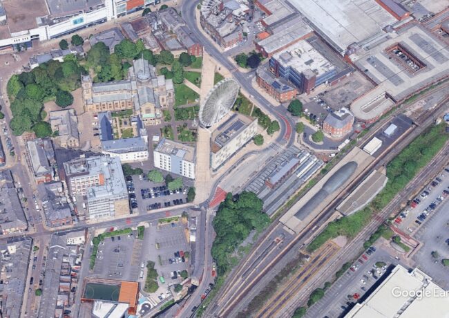 Blackburn station, Blackburn w Darwen Council, c Google Earth