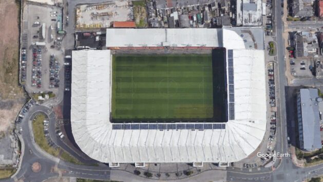 Bloomfield Road Blackpool FC p.Google Earth snapshot