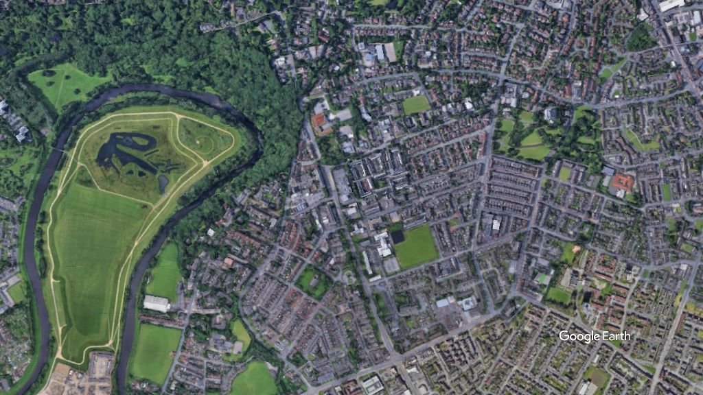 Broughton Park, Salford, c Google Earth snapshot