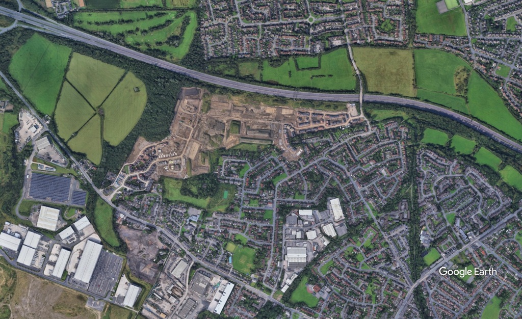 Caddie Road Little Hulton, Bellway c Google Earth