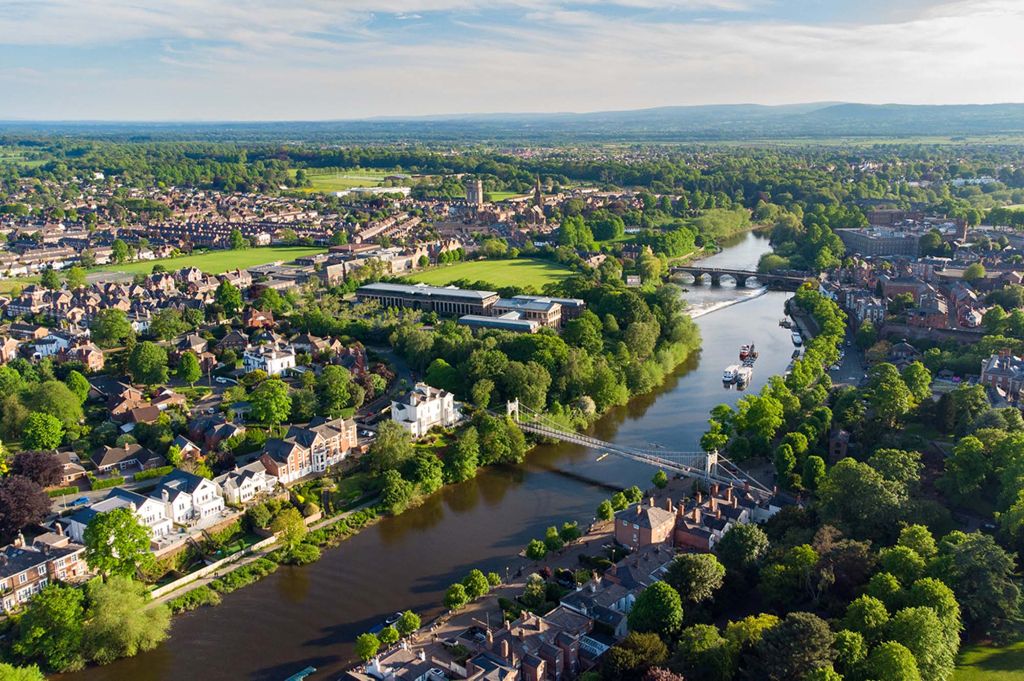 Chester aerial view, Cheshire and Warrington Combined Authority, p Cheshire and Warrington Combined Authority
