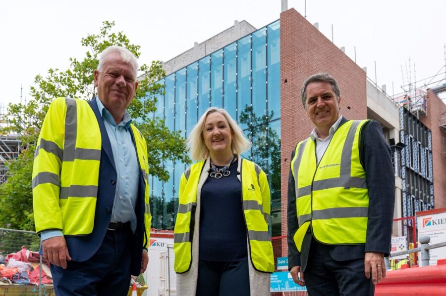 Cllr Graham Morgan, Melanie Lewis And Metro Mayor Steve Rotheram At The Shakespeare North Playhouse Site, P Knowsley Council