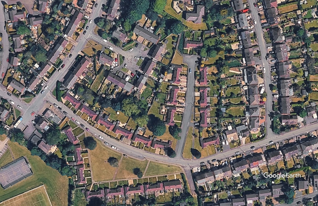 Crossfield Road Bollington, Peaks and Plains c Google Earth