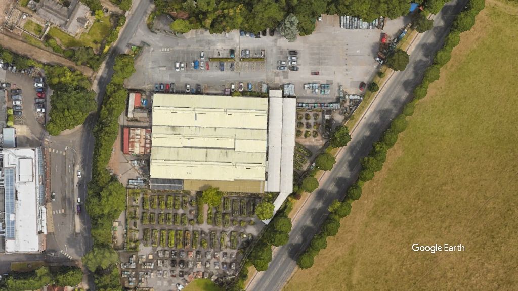 Dobbies Garden Centre Timperley, Lidl, c Google Earth snapshot