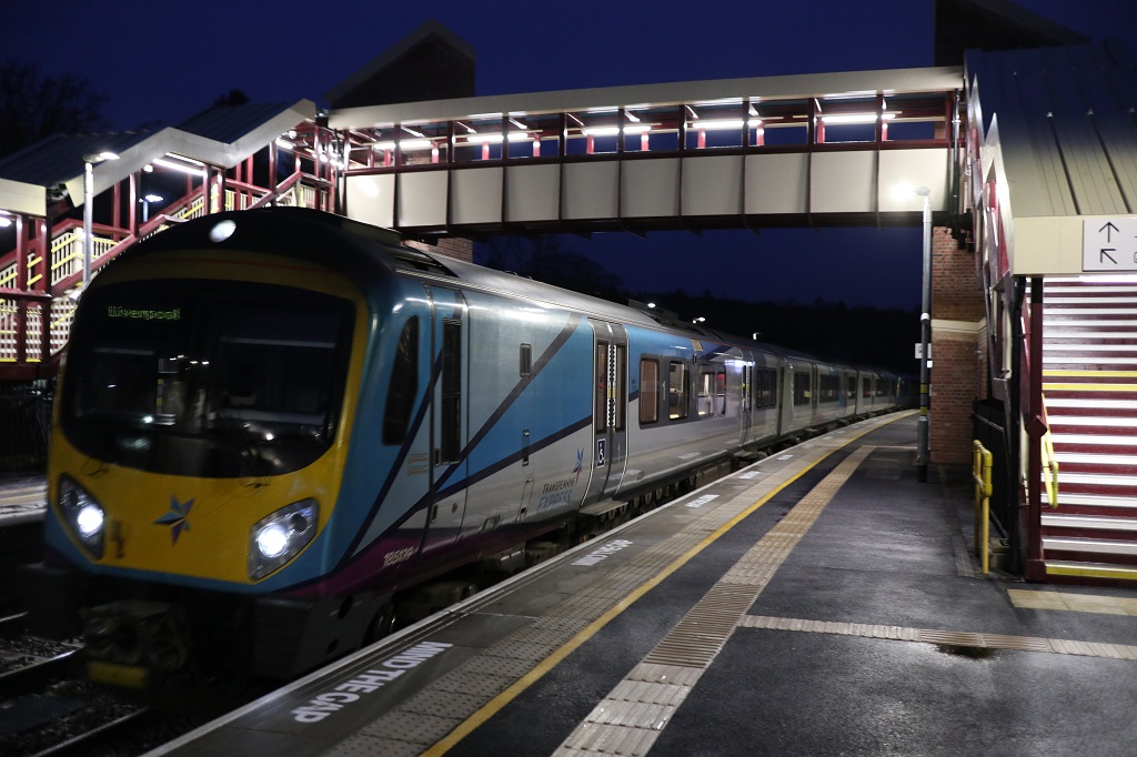 First train at Dore & Totley new platform, Network Rail, p Network Rail