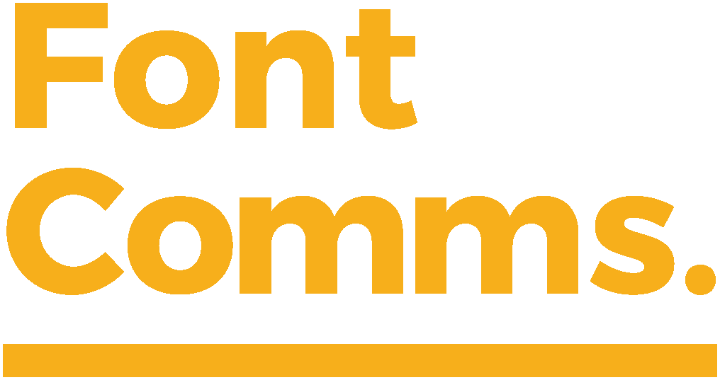 Font Comms Logo Mustard PNG