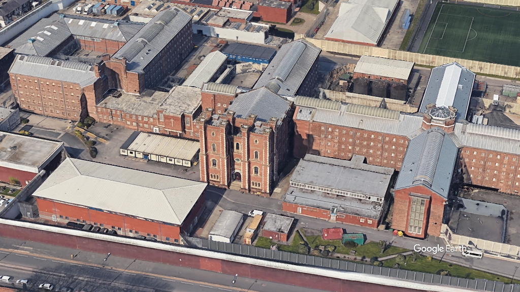 HMP Liverpool, Ministry of Justice, c Google Earth