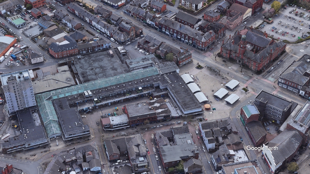 Hyde town centre Tameside Council Google Earth snapshot