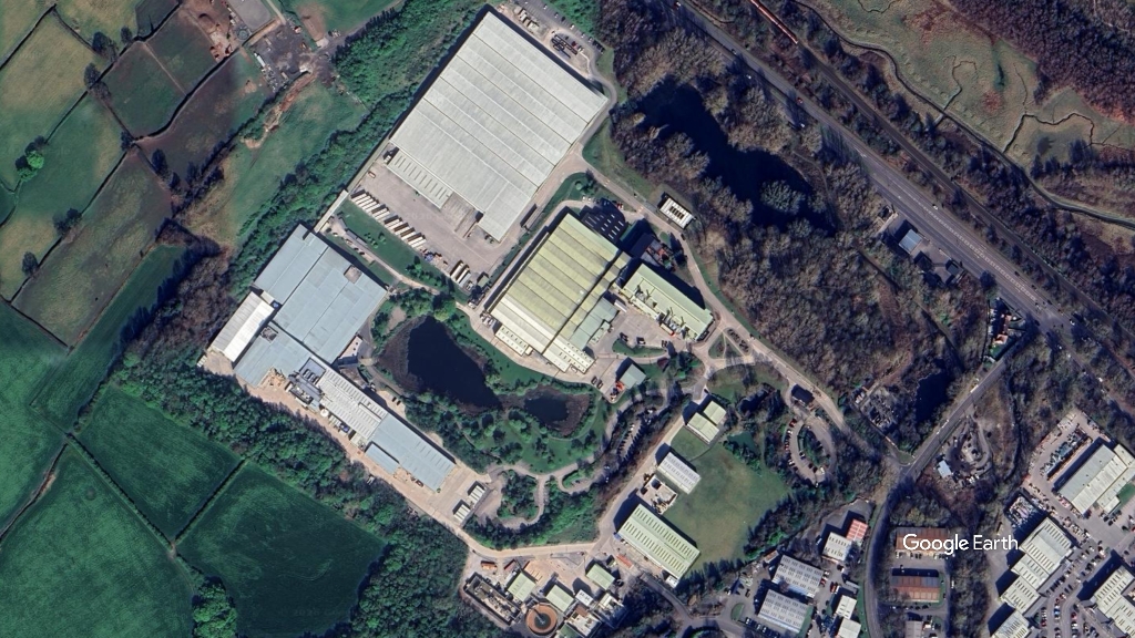 Kimberly Clarke factory, Northwood, c Google Earth