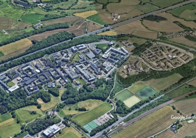 Lancaster Uni, c Google Earth snapshot