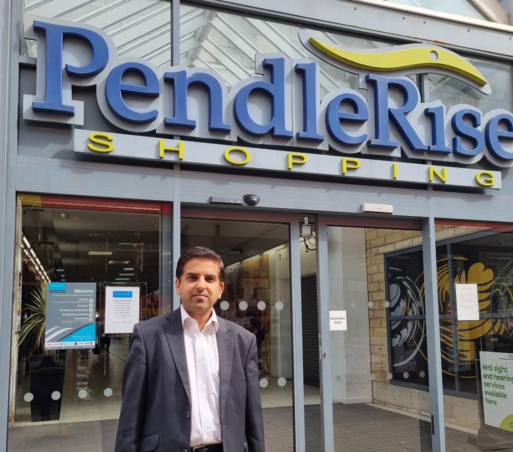 Leader outside Pendle Rise p.Pendle Council