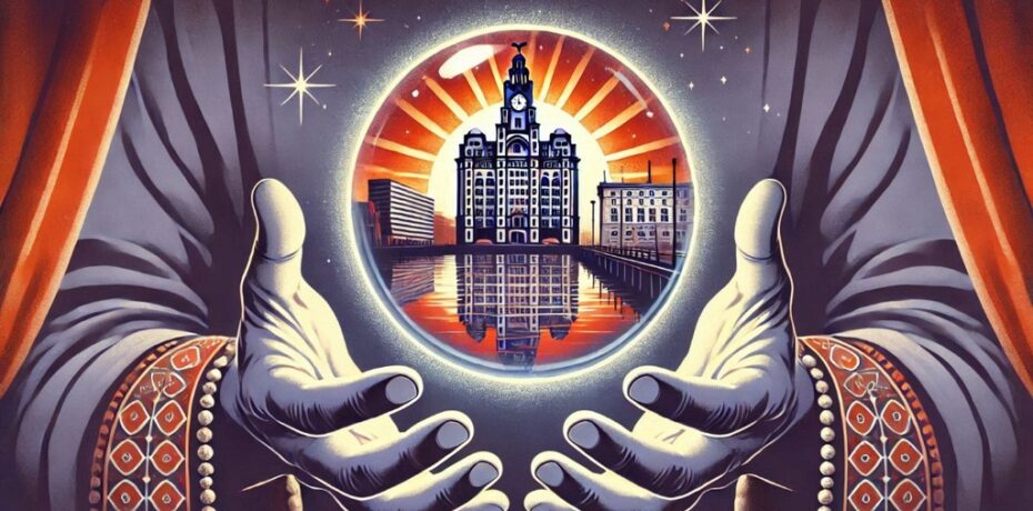 Liverpool fortune teller graphic, c AI image generated by Microsoft Designer