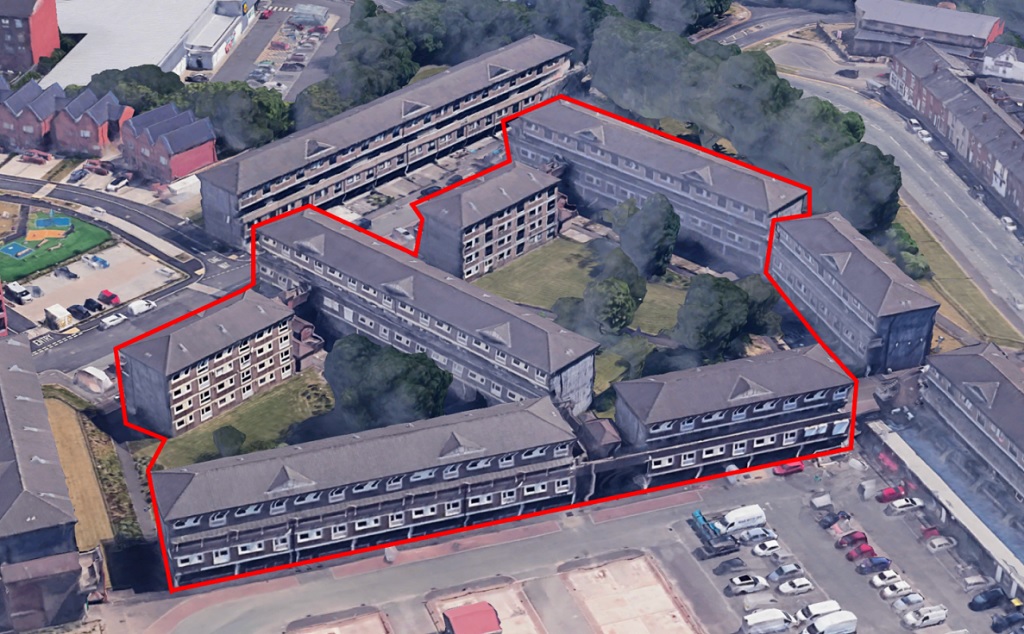 Lower Falinge estate for demolition, Rochdale Borough Housing, p Google Earth via planning documents