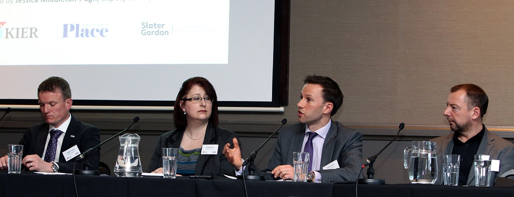 Panel, from left: Stephen Young, Bolton Council; Emma Barton, Wigan Council; Charles Smith, Historic England; Bryn Cooke, Oldham Council
