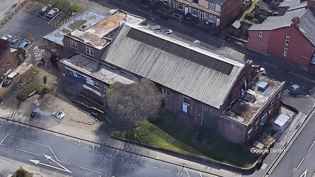 Marple baths, Stockport Council, c Google Earth snapshot