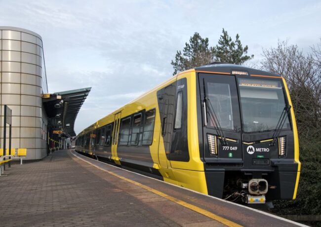 Merseyrail train at Sandhills, Merseyrail, p Liverpool City Region Combined Authority