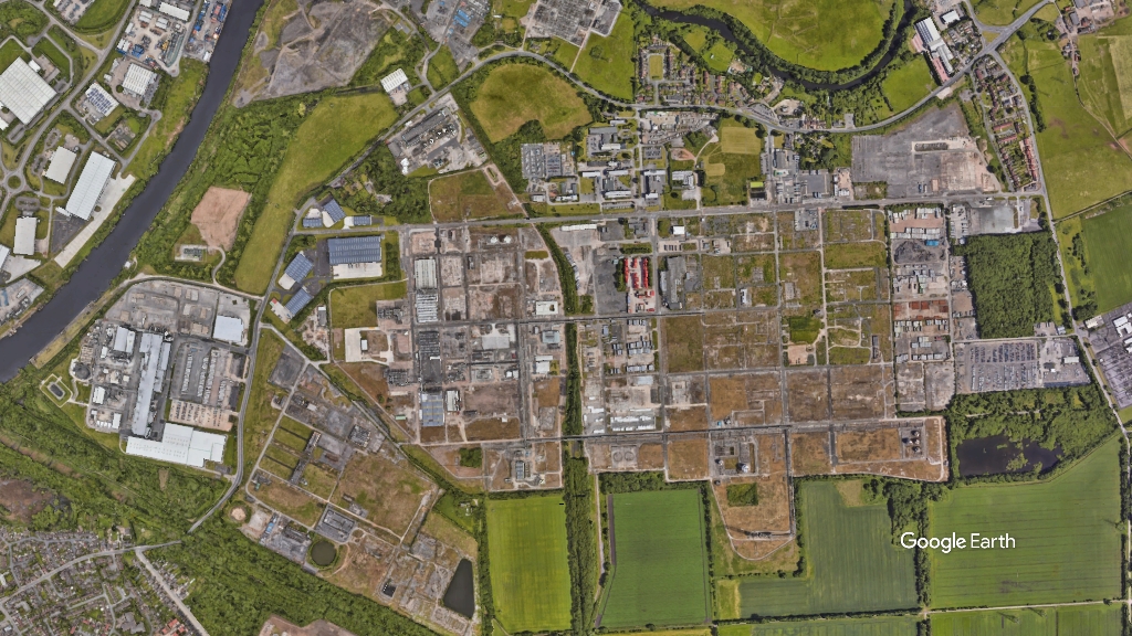 New Carrington, Trafford, c Google Earth snapshot