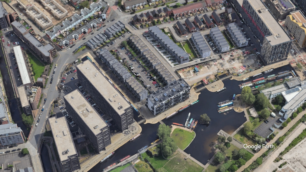 New Islington, Urban Splash, c Google Earth snapshot