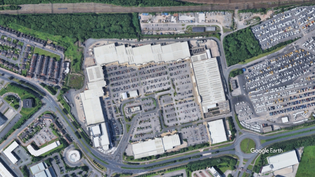 New Mersey Shopping Park, Speke Unit Trust, c Google Earth snapshot
