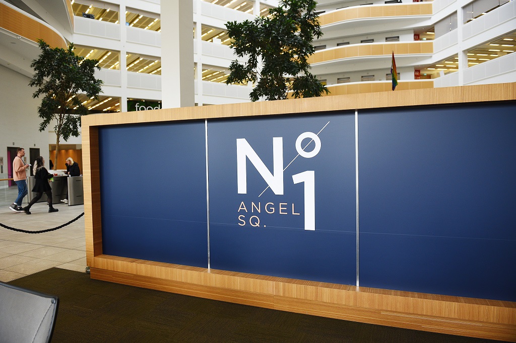 One Angel Square interior, Co op, p Tangerine Comms