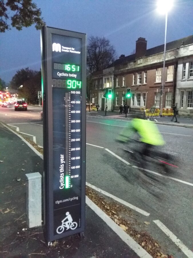 Oxford Road Cycle Counter By Night Bus Lane