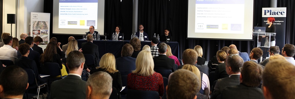 From left: Clive Hall, PlaceDashboard, Matthew Thompson, Colliers International, Seamus Lennon, IBI Group, Jeremy Hinds, Savills, chaired by Jessica Middleton-Pugh, Place North West