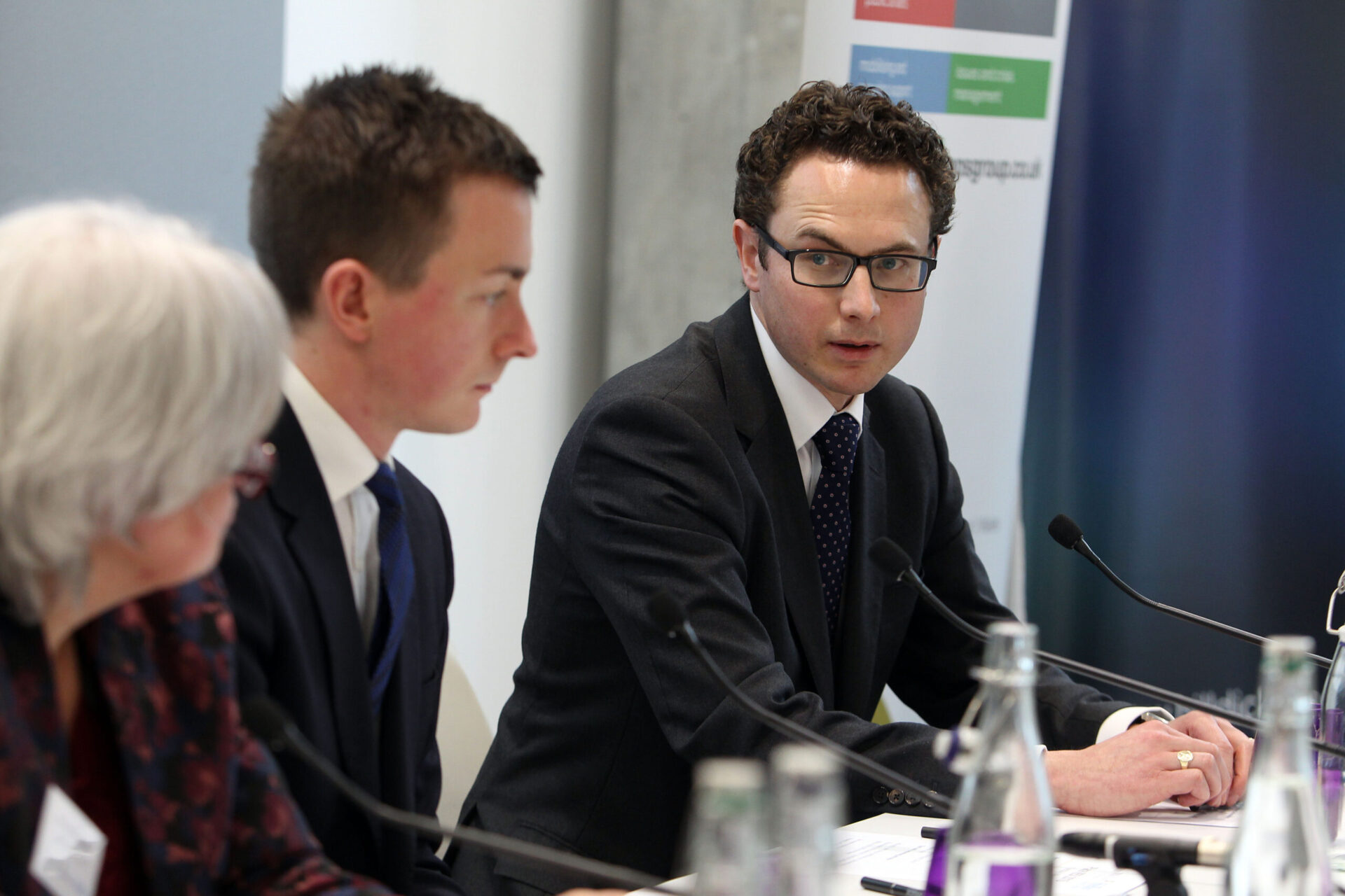 Sam Stafford with Cllr Sean Anstee and Cllr Sue Derbyshire on the second panel of the day