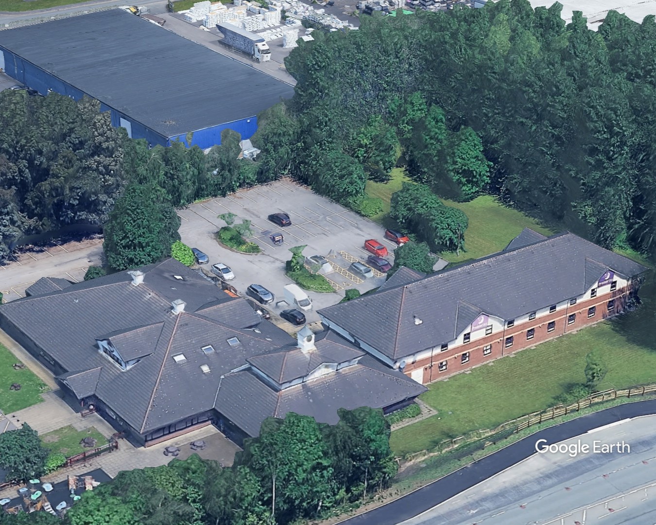 Premier Inn Tarbock, Whitbread, c Google Earth