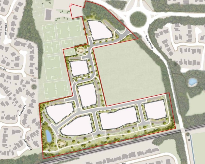 Prescot Road Playing Fields, Miller Homes, p via planning documents