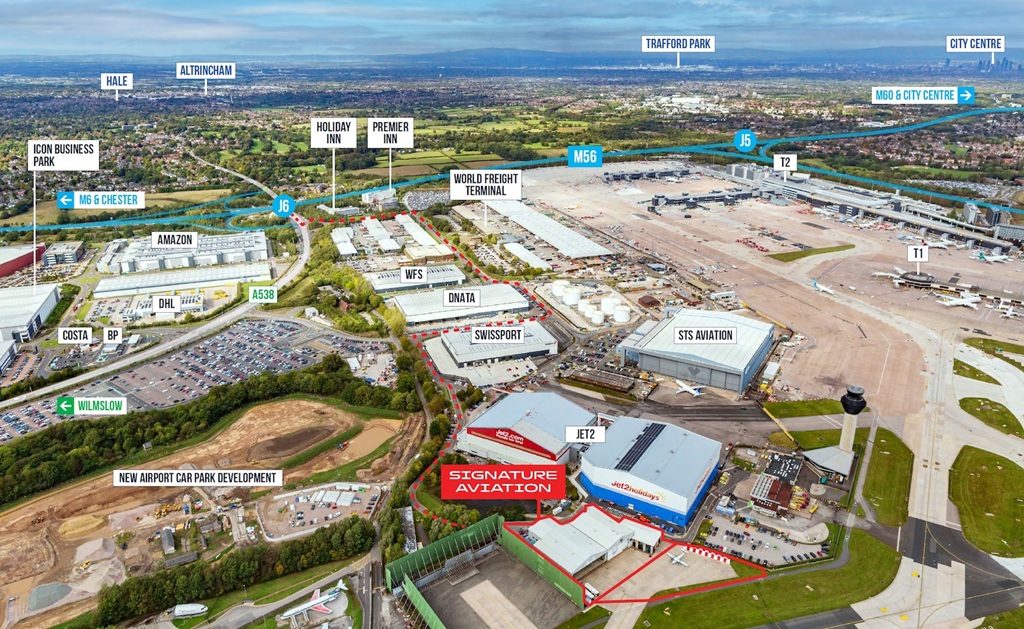 Signature Aviation hangar, Manchester Airport, Columbia Threadneedle p Jill Burdett