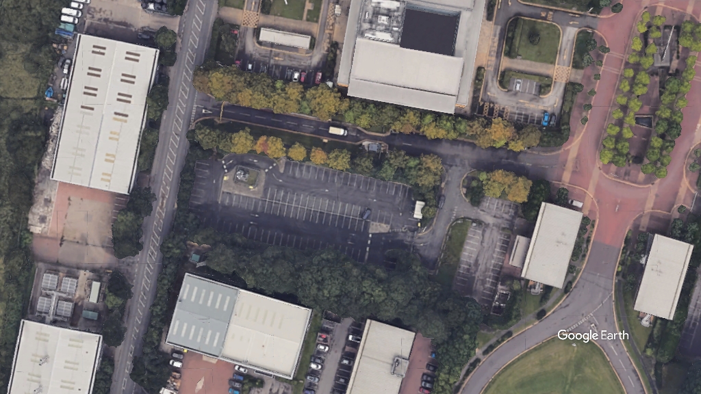 Slutchers Lane car park, Oakmere Homes, c Google Earth snapshot