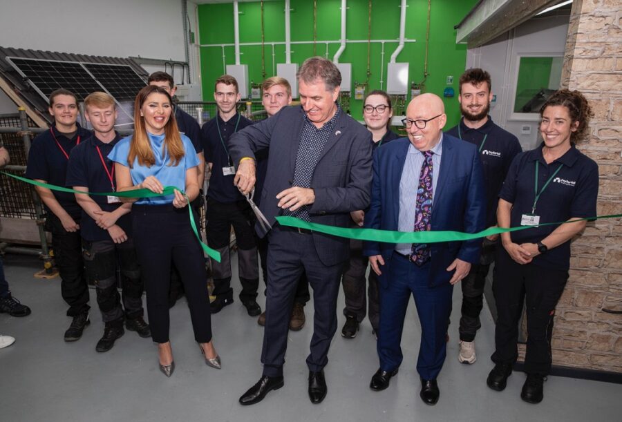 Sophie Gilmore and Metro Mayor Steve Rotheram, unveiling HybridTec green academy, HybridTec, p Jayne Moore Media