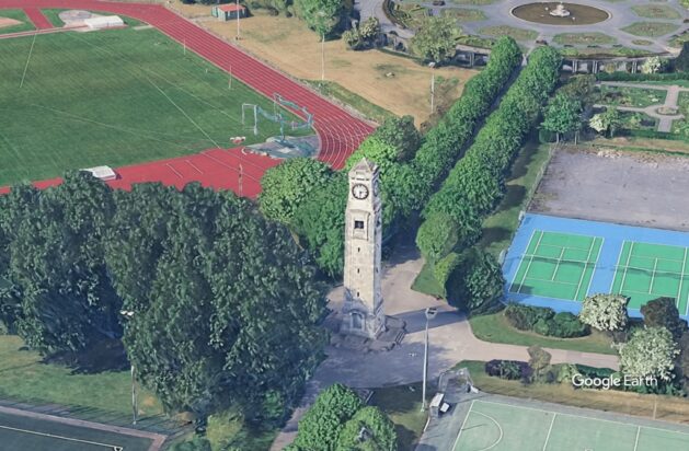 Stanley Park clocktower Blackpool c Google Earth
