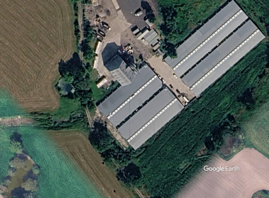 Storage units off School Lane, Lindum Yates, c Google Earth