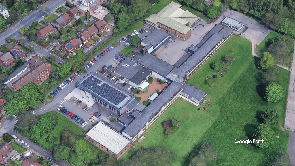 Stretford Grammar, DfE, c Google Earth