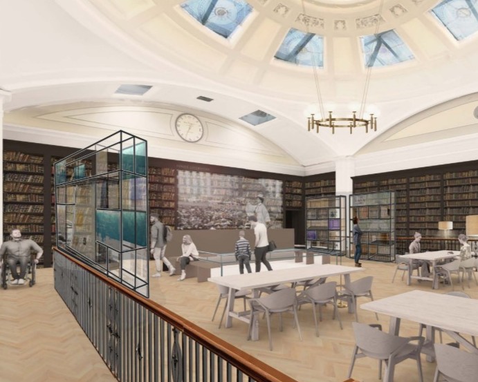 The Portico Library reset, Purcell, p via planning documents