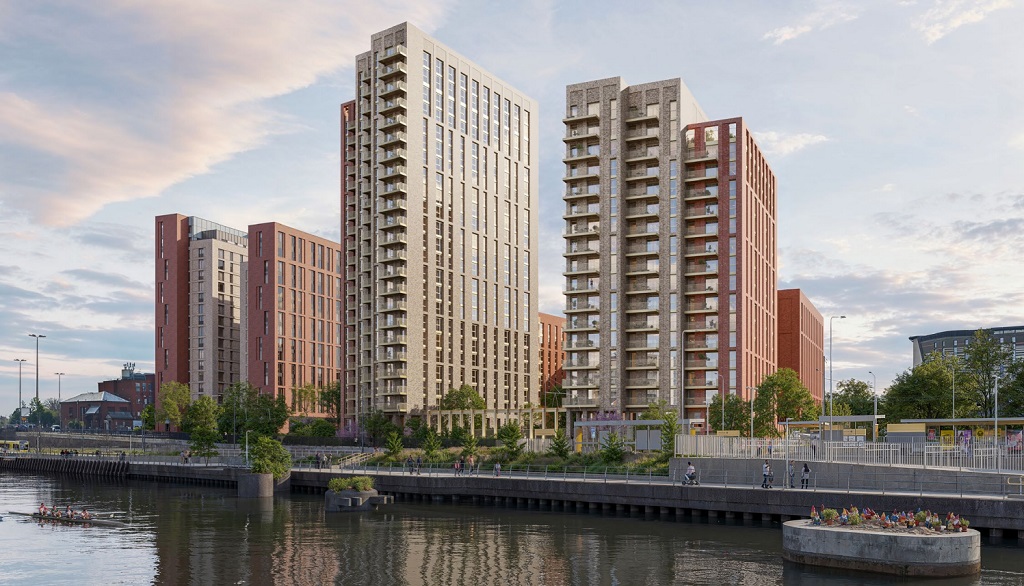 Trafford Wharf CGI exterior , Cole Waterhouse, p planning documents
