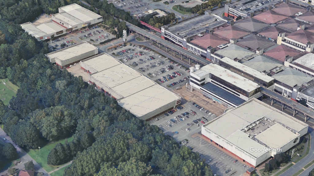Trident Retail Park, Kennedy Wilson, c Google Earth snapshot