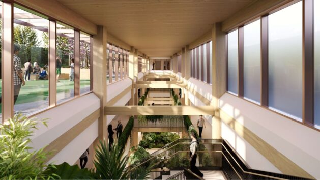 Uni of Salford health building atrium, University of Salford, p University of Salford