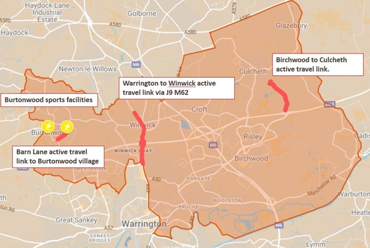 Warrington active travel routes LRF, Warrington p planningdocs