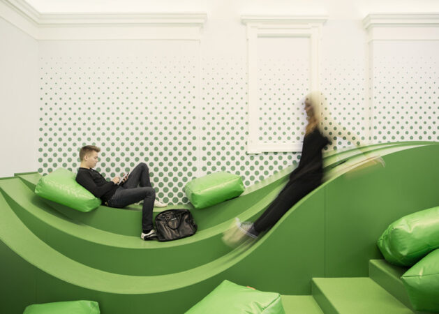 Wavy Green Lounge In A Solvenian School By Svet Vmes Architects Dezeen Ss 1