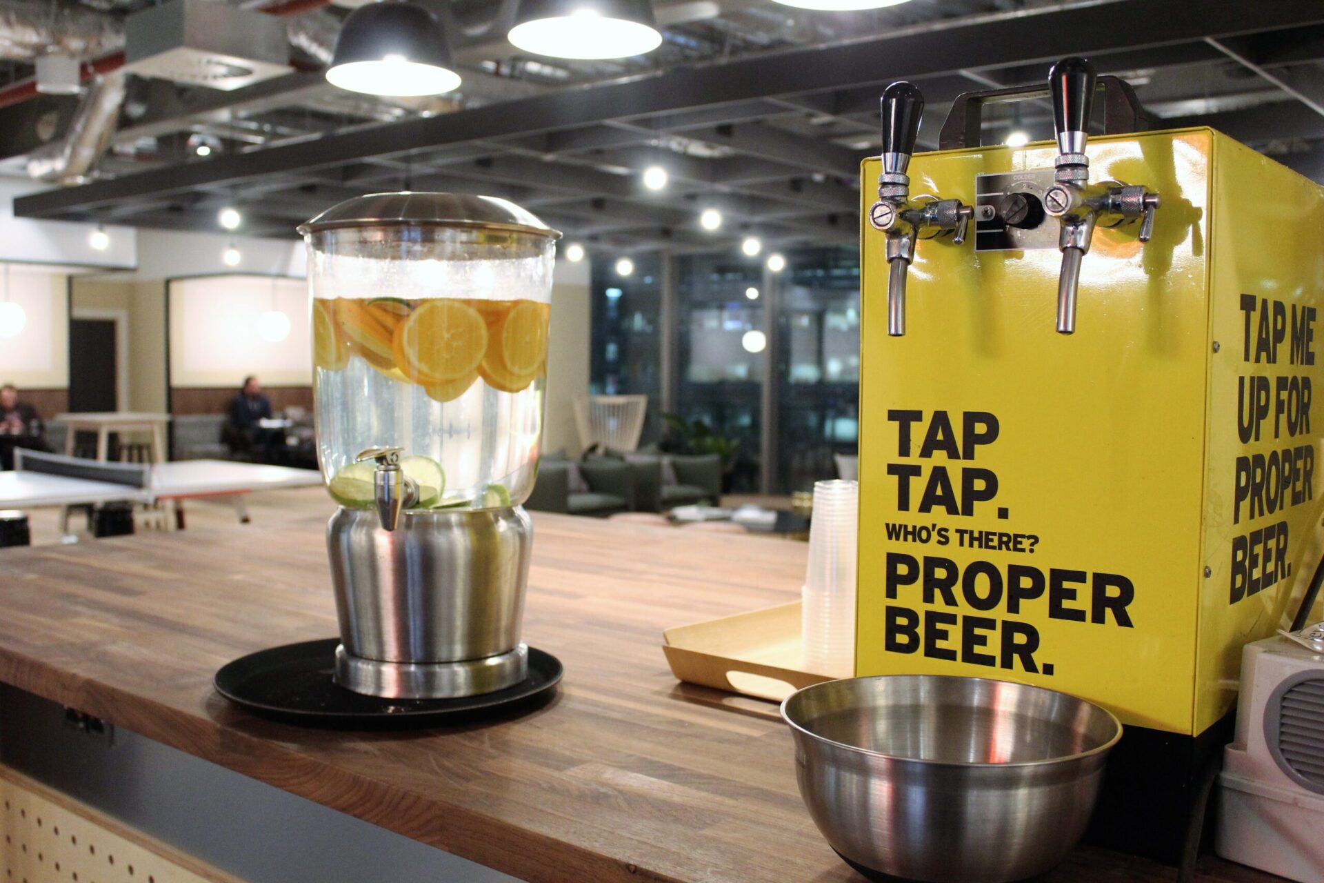Shared kitchen facilities offer beer on tap at WeWork Spinningfields