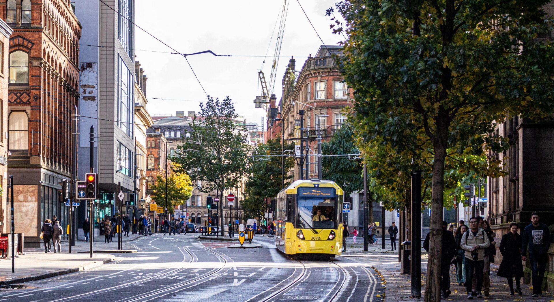 A Metrolink tram in central Manchester