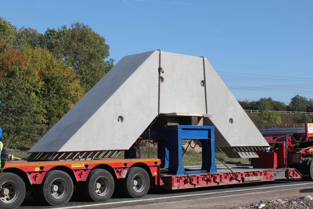  The top of the pier for the new Bowdon View Bridge being brought to the site